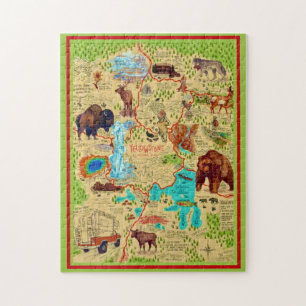 Illustrierte Yellowstone Park Karte Puzzle