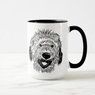 Illustrierte Zeichnung eines Goldendoodle Tasse