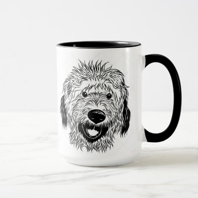 Illustrierte Zeichnung eines Goldendoodle Tasse (Rechts)