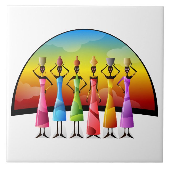 Illustrierter afrikanischer Hintergrund Fliese (Vorderseite)