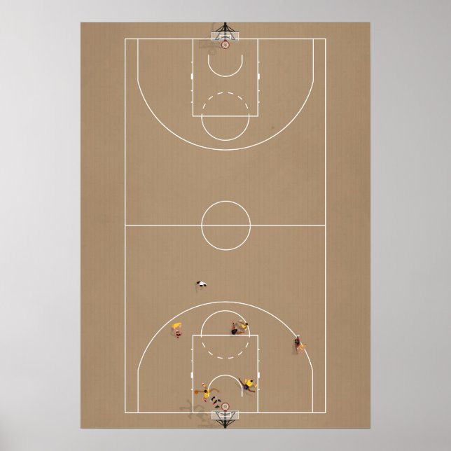 Illustrierter Basketballplatz Poster (Vorne)