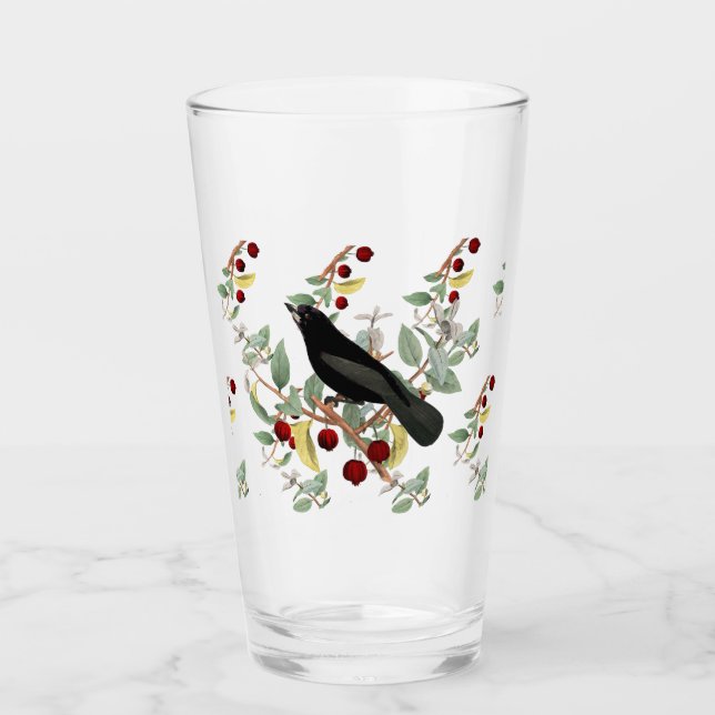 Illustrierter Blackbird mit Aquarellfarbe Glas (Vorderseite)