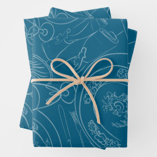 Illustrierter Brunch-Tischschmuck Geschenkpapier Set