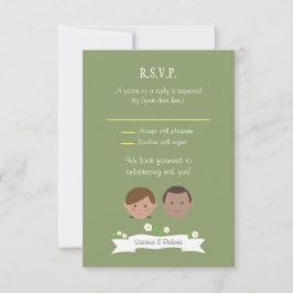 Illustrierter Cartoon Couple Portrait Hochzeit Einladung