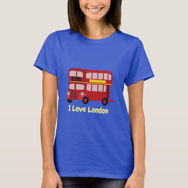 Illustrierter Doppeldecker London Roter Bus T-Shirt (Vorderseite)