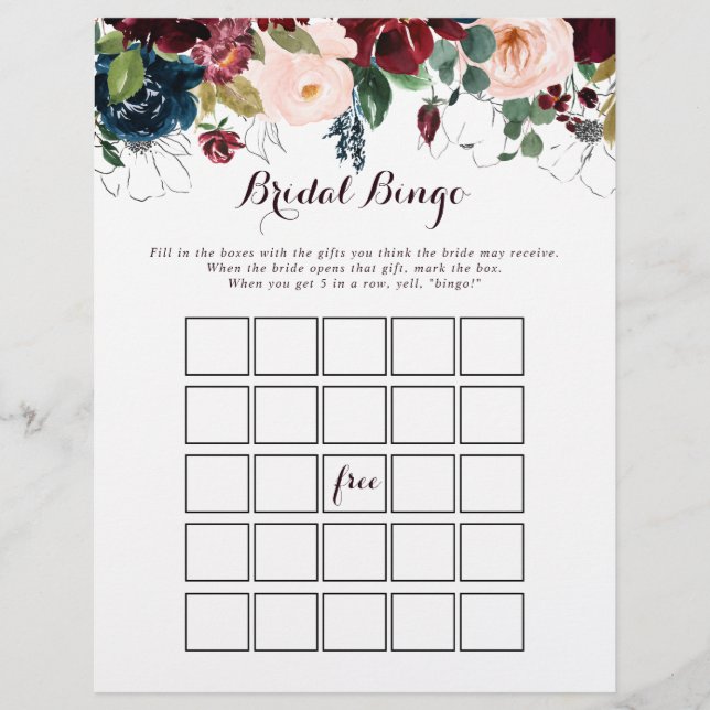 Illustrierter Fall Bridal Bingo Game (Vorderseite)