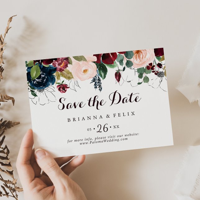 Illustrierter Fall Horizontale Hochzeit Save The Date (Von Creator hochgeladen)