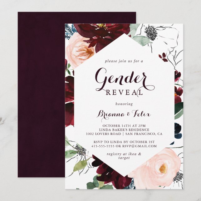 Illustrierter Fall von Wasserfarben Geschlecht off Einladung (Vorne/Hinten)