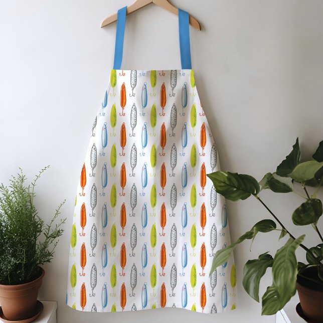 Illustrierter Fang Schürze (Vibrant fishing bait Illustration apron.)