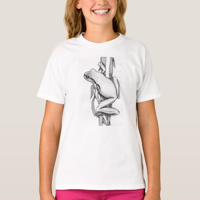 Illustrierter Frosch auf Gras - von Skye Ryan-Evan T-Shirt (Vorderseite)