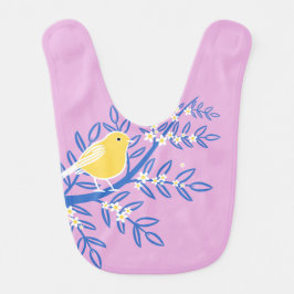 Illustrierter Gelbbvogel auf rosa Hintergrund Babylätzchen