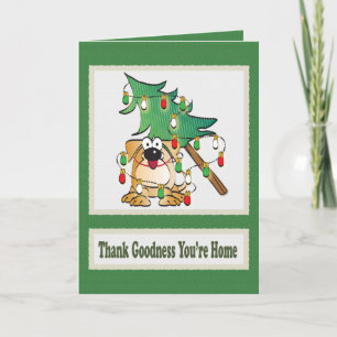 Illustrierter Hund Red Green Cartoon Weihnachtskar Karte