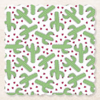 Illustrierter Kaktus u. rosa Blumen-Muster