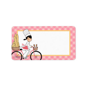 Illustrierter Kochs-Fahrrad-Aufkleber im Medium Adressaufkleber