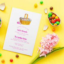 Illustrierter Korb und Eierrosa Ostern