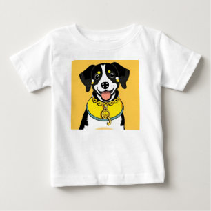 Illustrierter lächelnder Hund mit Halsband Baby T-shirt