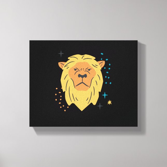 Illustrierter Lion Head Leinwanddruck (Vorderseite)