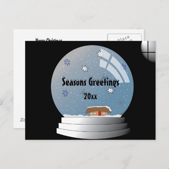 Illustrierter Personalisierter SnowGlobe-Benutzerd Postkarte (Vorne/Hinten)