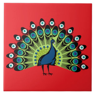 illustrierter Pfau Fliese