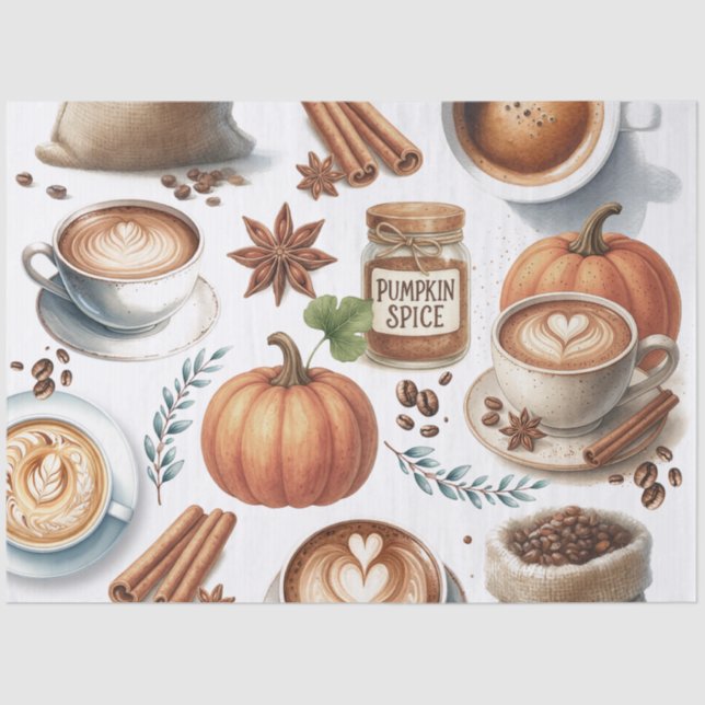 Illustrierter Pumpkin Spice-Wrap Seidenpapier (Vorderseite)