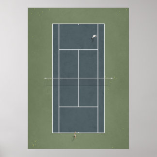 Illustrierter Tennisplatz von oben Poster