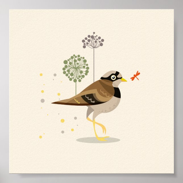 Illustrierter Vogel im Sommer Poster (Vorne)