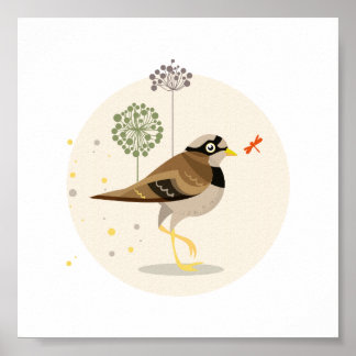 Illustrierter Vogel im Sommer Poster