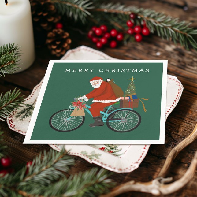 Illustrierter Weihnachtsmann - Fahrradfahren nach  Serviette (Von Creator hochgeladen)
