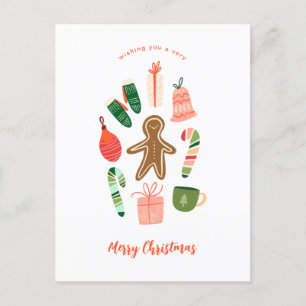 Illustrierter Weihnachtsschmuck Postkarte