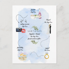 Illustrierter Zeitplan Save the Date Postkarte