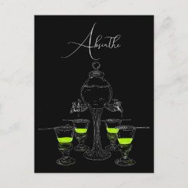 Illustriertes Absinthe-Set Postkarte