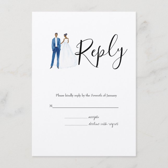 Illustriertes afroamerikanisches Ehepaar Begleitkarte (Vorderseite)