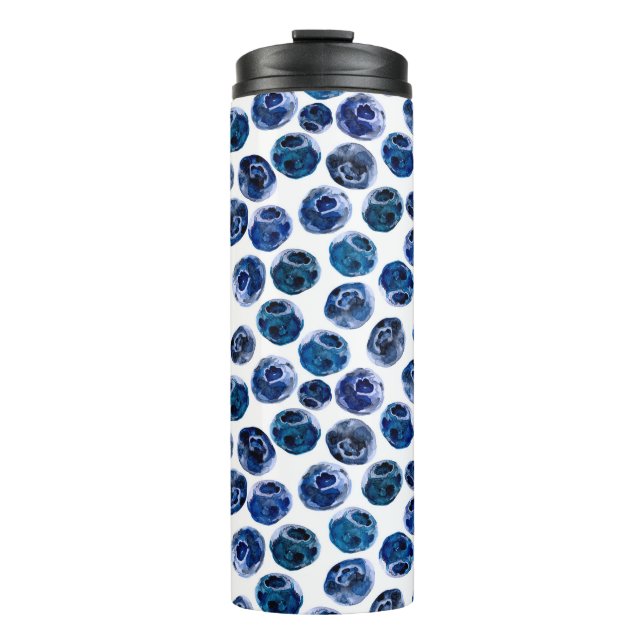 Illustriertes Blaubeeren-Set-Muster Thermosbecher (Vorderseite)