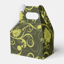 Illustriertes Blumenmuster in Schwarz und Grün Geschenkschachtel