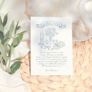 Illustriertes Brautparty mit weißer Hand Dankeskarte