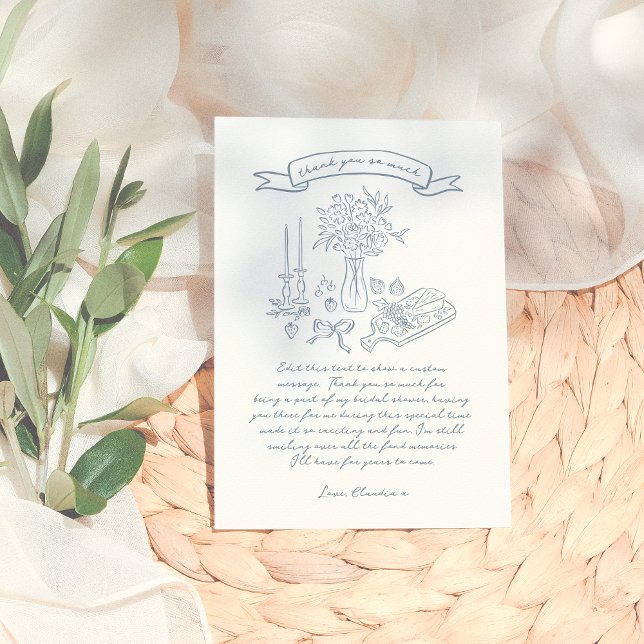 Illustriertes Brautparty mit weißer Hand Dankeskarte (Von Creator hochgeladen)