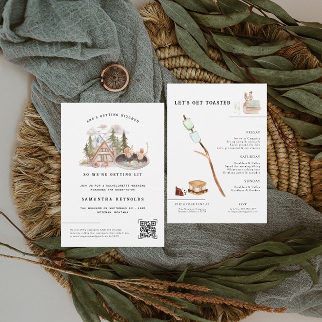 Illustriertes Camping | Bachelorette Weekend Einladung (Von Creator hochgeladen)