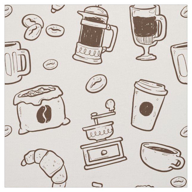 Illustriertes Elementmuster der Brown-Kaffeebohnen Stoff (Muster)
