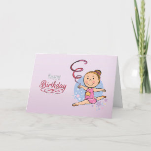 Illustriertes Girl Rhythmic Gymnast Geburtstagskar Karte