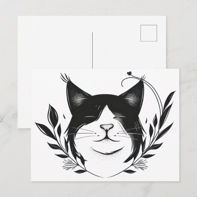 Illustriertes Haustier-Logo Postkarte (Vorne/Hinten)