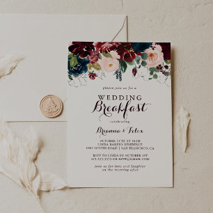 Illustriertes Hochzeit im Herbst Frühstück im Wass Einladung