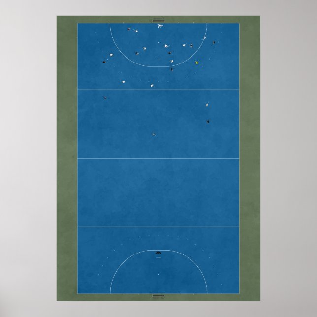 Illustriertes Hockeyfeld von oben Poster (Vorne)