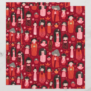 Illustriertes Kokeshi Scrapbook