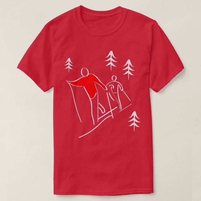 Illustriertes Langlaufdesign Winterspion T-Shirt (Design vorne)