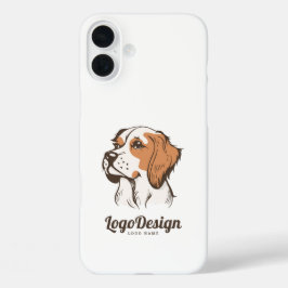 Illustriertes Logo eines Hundekopfes im Profil iPhone 16 Plus Hülle