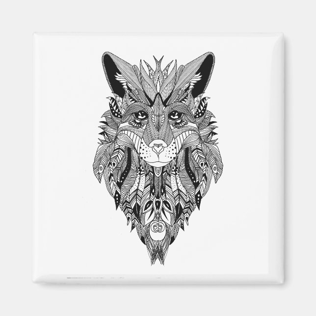 Illustriertes Mandala-Stammesdesign Magnet (Vorne)