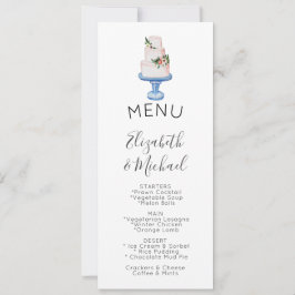 Illustriertes Menü Hochzeitstorte Doppelseitig Einladung