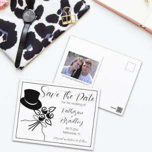 Illustriertes Minimalistisches B/W-Skript Save the Postkarte