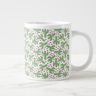 Illustriertes Muster für Kakteen und rosa Blume Jumbo-Tasse