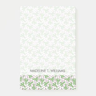 Illustriertes Muster für Kakteen und rosa Blume Post-it Klebezettel